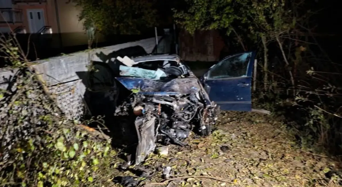 Stravična nesreća: Vozač poginuo u slijetanju s ceste, od automobila nije ostalo ništa