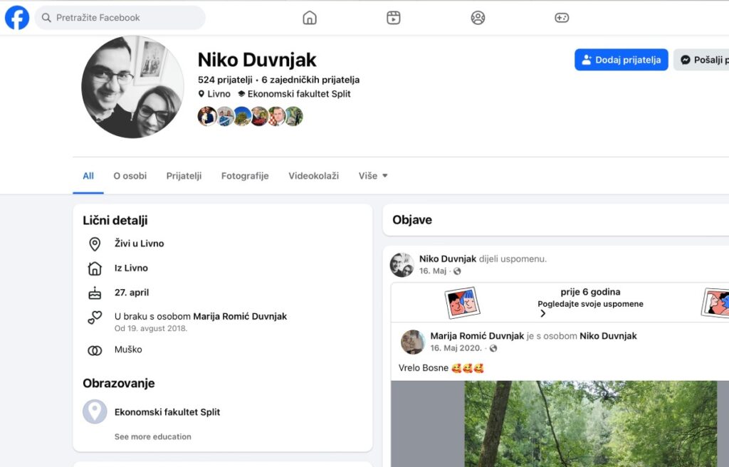 Bračni par Duvnjak uposlen u institucijama BiH